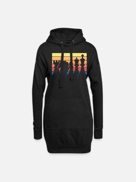 Schach - Hoodie-Kleid - Schwarz