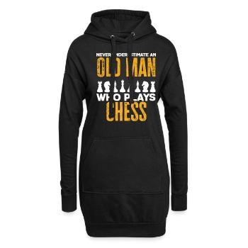 Échecs Old Man Grandpa - Sweat-shirt à capuche long Femme - noir - Devant