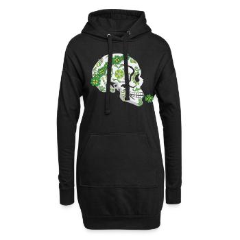 Blume Zuckerknochen Kleeblatt Saint Patrick Tag - Hoodie-Kleid - Schwarz - Vorne