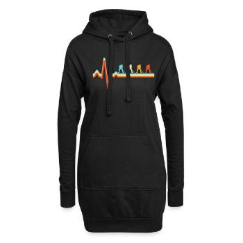 Hockey sur glace Retro Heartbeat - Sweat-shirt à capuche long Femme - noir - Devant