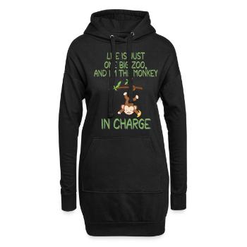 Life's a Zoo, Be the Funny Monkey in Charge - Sweat-shirt à capuche long Femme - noir - Devant