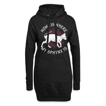 Zuhause Ist, Wo Mein Sphynx Kätzchen Ist - Hoodie-Kleid - Schwarz - Vorne