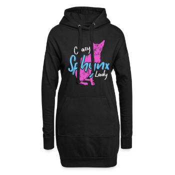 Verrückte Sphynx Lady Ever Kitten Pet Owner - Hoodie-Kleid - Schwarz - Vorne