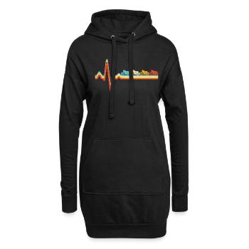 Moto Retro Heartbeat - Sweat-shirt à capuche long Femme - noir - Devant