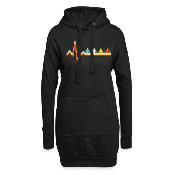 Meditation Retro Herzschlag - Hoodie-Kleid - Schwarz - Vorne