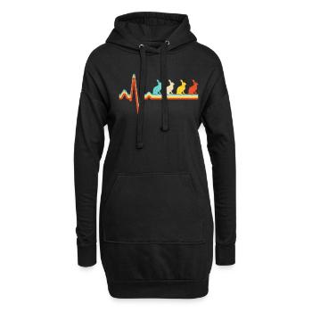 Lapin Retro Heartbeat - Sweat-shirt à capuche long Femme - noir - Devant