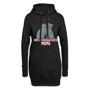 Britisch Kurzhaar Katzen Mama - Hoodie-Kleid - Schwarz - Vorne