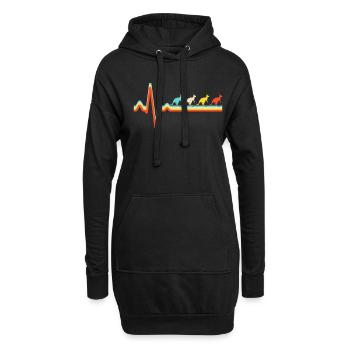 Kangourou Retro Heartbeat - Sweat-shirt à capuche long Femme - noir - Devant