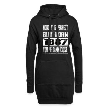 Personne n’est parfait mais né en 1987 - Sweat-shirt à capuche long Femme - noir - Devant