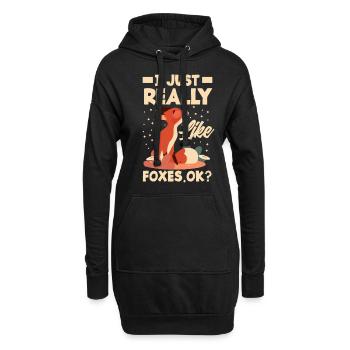 Fuchs Füchse Tiere Geschenkidee - Hoodie-Kleid - Schwarz - Vorne