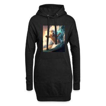 Beach Vibe Otter Cool Surfing Otter - Hoodie-Kleid - Schwarz - Vorne