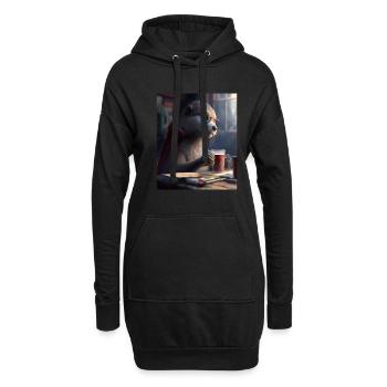 Otter Lovers Nerd Otter Drinking Coffee - Hoodie-Kleid - Schwarz - Vorne