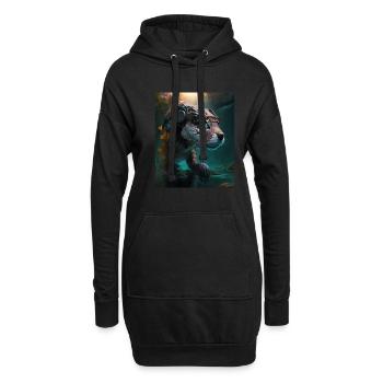 Science Fiction Evolved Animal Robot Otter - Hoodie-Kleid - Schwarz - Vorne