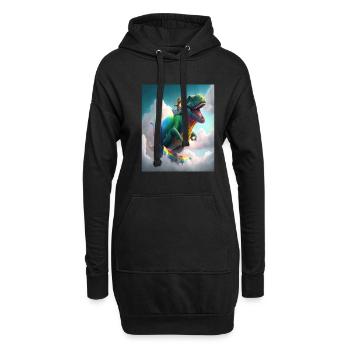 Drôle de dessin animé Loutres Loutre Chevauchant Dinosaure Vert - Sweat-shirt à capuche long Femme - noir - Devant