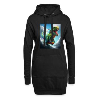 Drôle de dessin animé Loutres Loutre Chevauchant Dinosaure Vert - Sweat-shirt à capuche long Femme - noir - Devant