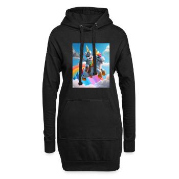 Cute Rainbow Unicorn Otter Riding A Unicorn - Hoodie-Kleid - Schwarz - Vorne
