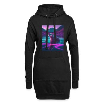 Cool Sea Otter Design Synthwave Wandering Otter - Hoodie-Kleid - Schwarz - Vorne