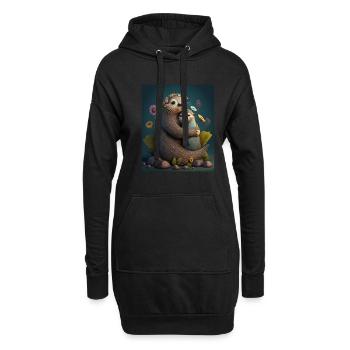 Cute Baby Otter Mother's Love Otter Baby - Hoodie-Kleid - Schwarz - Vorne
