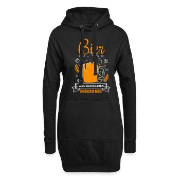 Witziges Bier Trinker Party Spruch Motiv - Hoodie-Kleid - Schwarz - Vorne