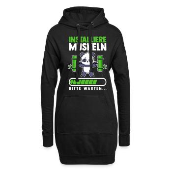Muskeln Sport Fitness Gewichtheben Panda - Hoodie-Kleid - Schwarz - Vorne