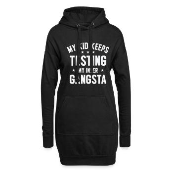 Parenting Kinder Testen Familie Inner Gangster - Hoodie-Kleid - Schwarz - Vorne