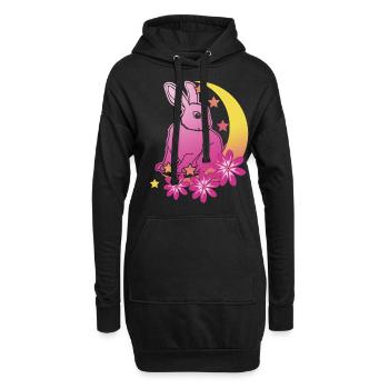 Lapin Lune Étoiles Lapin - Sweat-shirt à capuche long Femme - noir - Devant