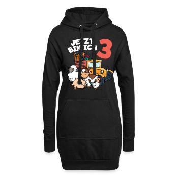 Ich bin schon 3 Traktor 3. Geburtstag - Hoodie-Kleid - Schwarz - Vorne