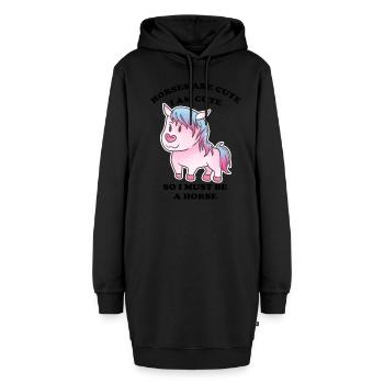 Pferde sind niedlich ich bin niedlich also bin ich - Hoodie-Kleid - Schwarz - Vorne - AI Model Female 172 light (172cm)