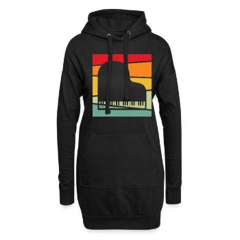 Klavier Retro - Hoodie-Kleid - Schwarz - Vorne