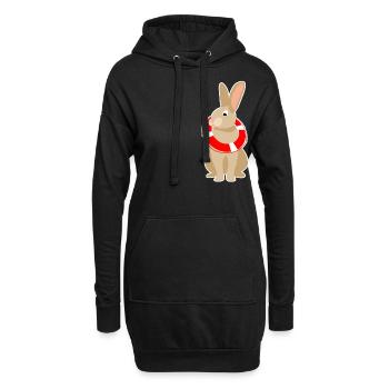 Lapin avec bouée de sauvetage - Sweat-shirt à capuche long Femme - noir - Devant