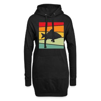 Fisch Retro - Hoodie-Kleid - Schwarz - Vorne
