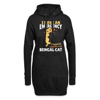 Les races de chats d’urgence doivent étreindre mon Bengal - Sweat-shirt à capuche long Femme - noir - Devant