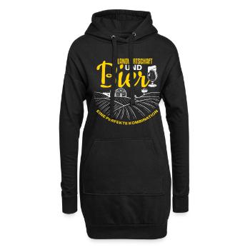 Witziger Landwirt und Bier Spruch - Hoodie-Kleid - Schwarz - Vorne