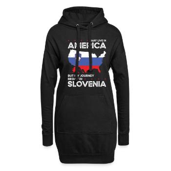 Né slovène Slovénie États-Unis - Sweat-shirt à capuche long Femme - noir - Devant