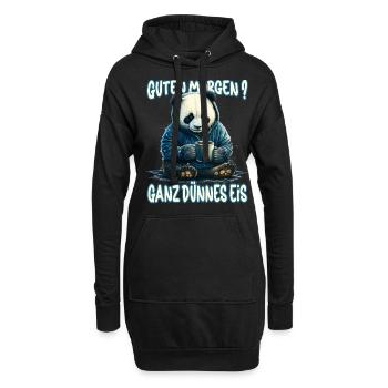 Ganz Dünnes Eis Morgenmuffel Panda Bär Kaffee - Hoodie-Kleid - Schwarz - Vorne