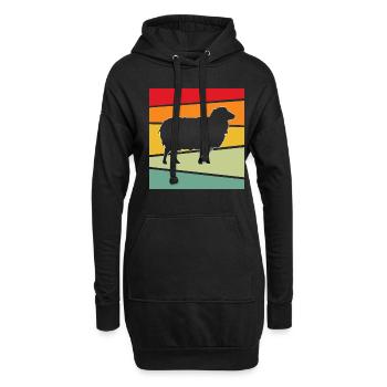Schaf Retro - Hoodie-Kleid - Schwarz - Vorne