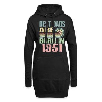 Die Besten Väter Sind 1951 Geboren, 72 Jahre Alt, - Hoodie-Kleid - Schwarz - Vorne
