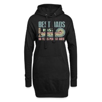Die Besten Väter Sind 1957 Geboren, 66 Jahre Alt, - Hoodie-Kleid - Schwarz - Vorne