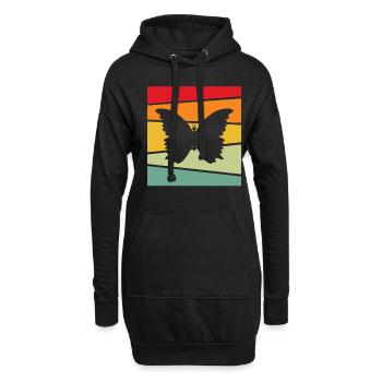 Schmetterling Retro - Hoodie-Kleid - Schwarz - Vorne