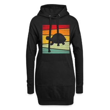 Tortue Rétro - Sweat-shirt à capuche long Femme - noir - Devant
