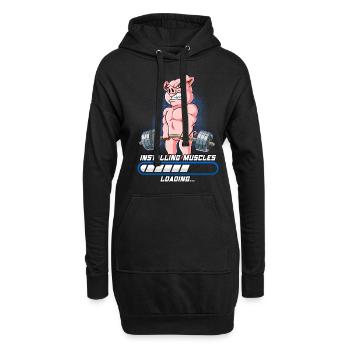 Schwein Muskeln Aufbauen Bodybuilding Fitness Gym - Hoodie-Kleid - Schwarz - Vorne