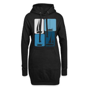 Segeln Segler Boote Segelboot - Hoodie-Kleid - Schwarz - Vorne