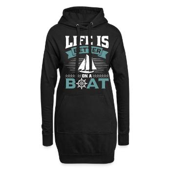 La vie est meilleure sur un bateau - Sweat-shirt à capuche long Femme - noir - Devant