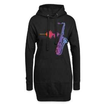 Saxophone Heartbeat/ Frequency For Saxophone Playe - Hoodie-Kleid - Schwarz - Vorne