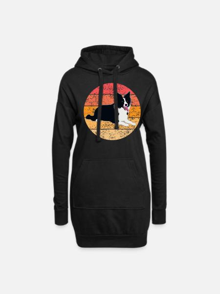 Border Collie Hund Hundeliebhaber Retro Geschenk - Hoodie-Kleid - Schwarz