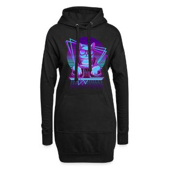 Vaporwave Cat DJ Chat de bureau - Sweat-shirt à capuche long Femme - noir - Devant