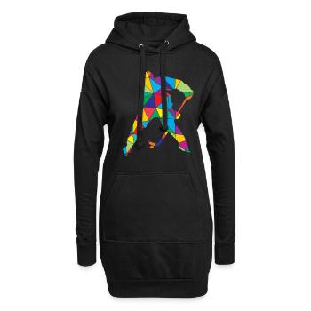 Hockey sur glace poly faible Poly Hockey sur glace Polygone - Sweat-shirt à capuche long Femme - noir - Devant