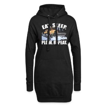 Eat Sleep Plow Repeat - Hoodie-Kleid - Schwarz - Vorne