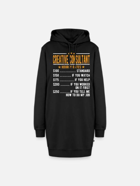 Kreativer Berater Stundenlohn - Hoodie-Kleid - Schwarz