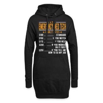 Salaire horaire Emergency Med Tech - Sweat-shirt à capuche long Femme - noir - Devant